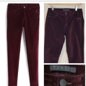 Tinsel Burgundy Wine Velvet Celine Pants Size 28